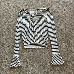 American Rag Top Size Small Flare Sleeve Lace/ Corset Like Back Long Sleeve